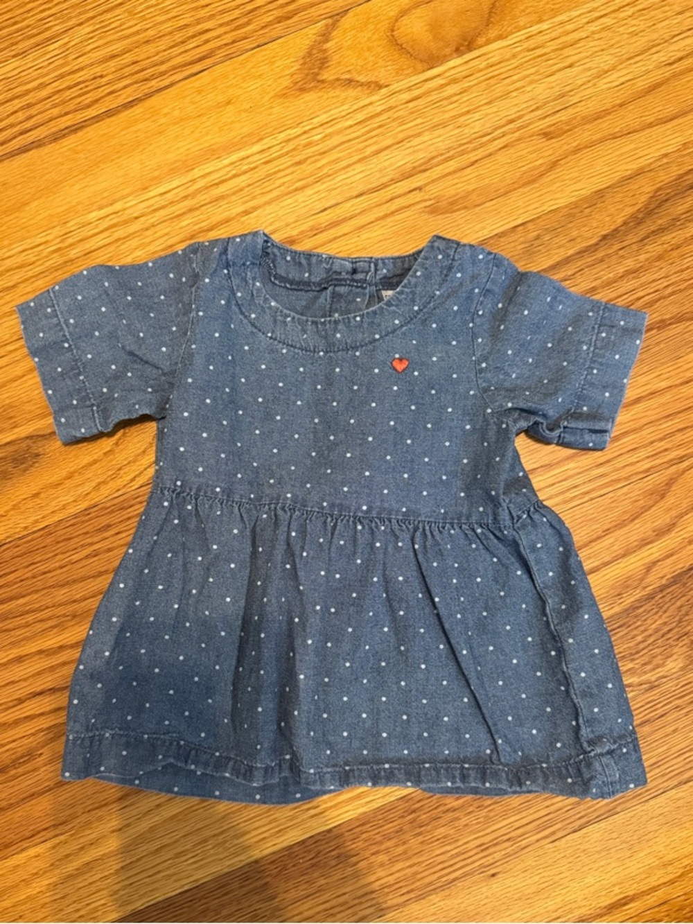 Carter's Chambray Blue Polka Dot Baby Dress
